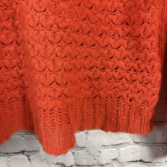 Free People Crashing Waves Pullover Chunky Knit Sweater Orange L - Picture 7 of 11